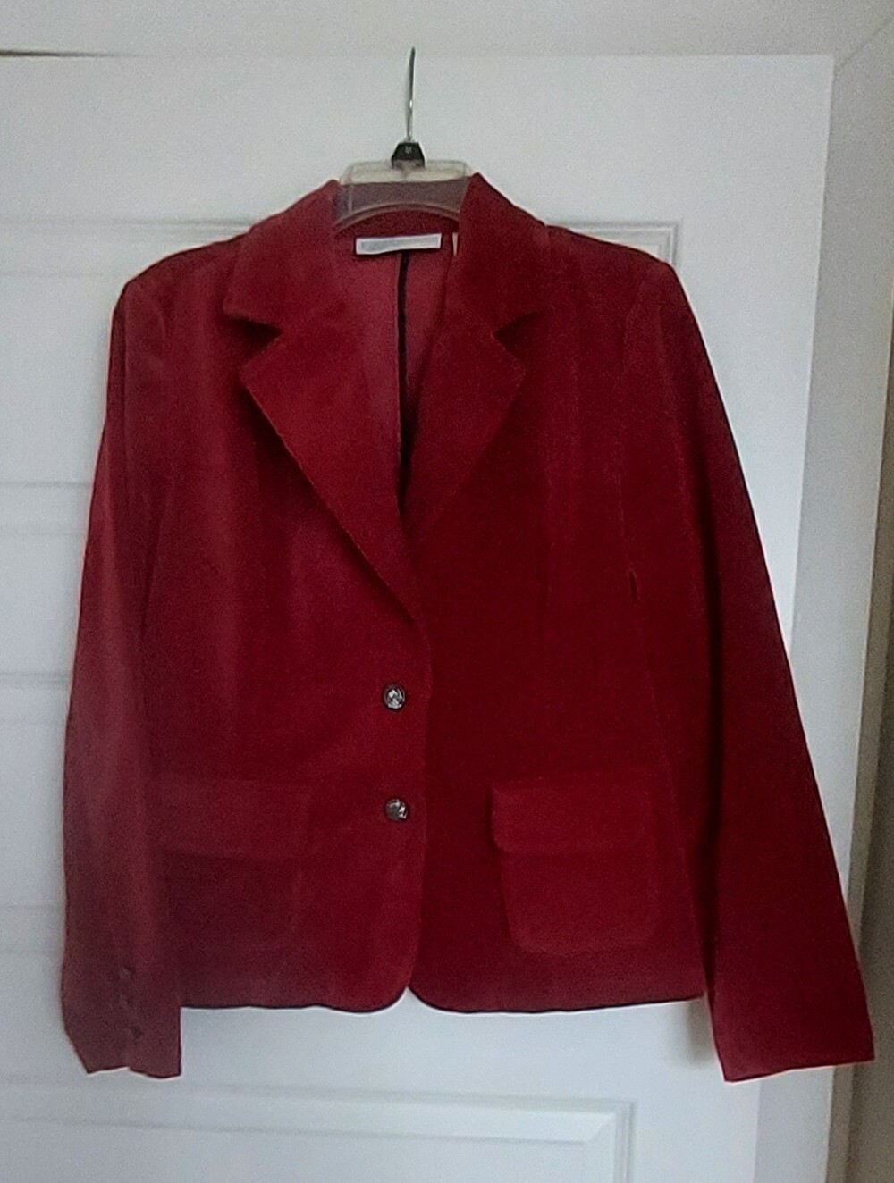 First Impressions Dark Barn Red Velvet Blazer Jacket Tailored Large Elegant Chic